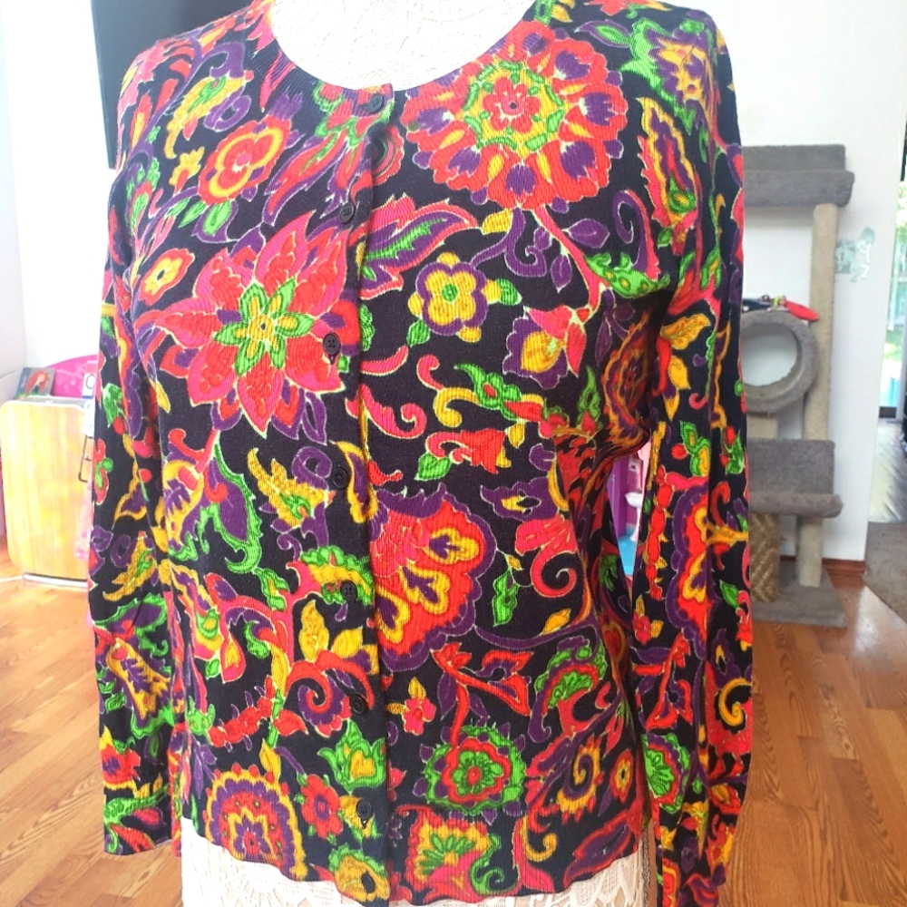 Talbots Bright floral sweater